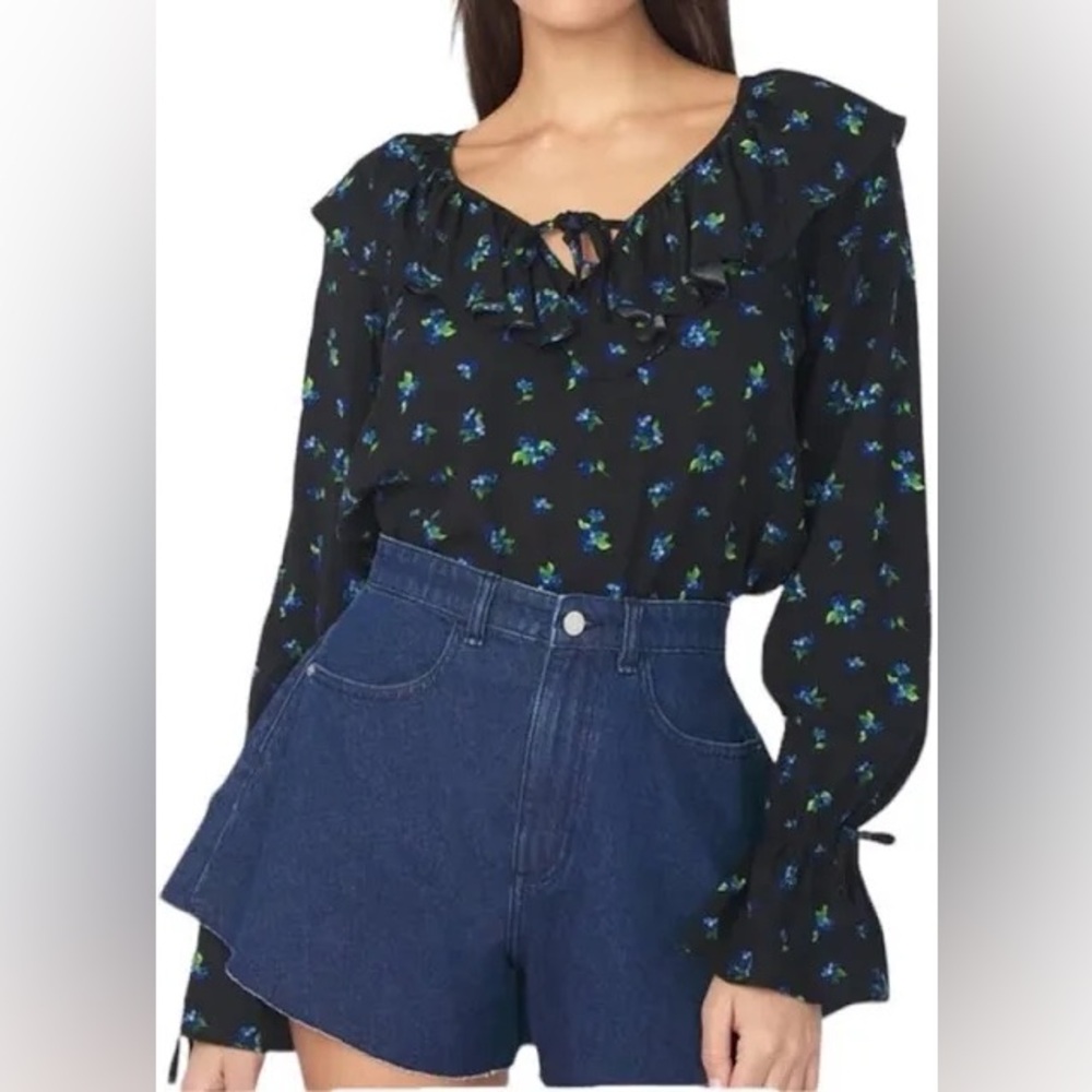 Cottagecore Revolve Frill Blouse Ditsy Floral By WeWoreWhat NWT Keyhole
